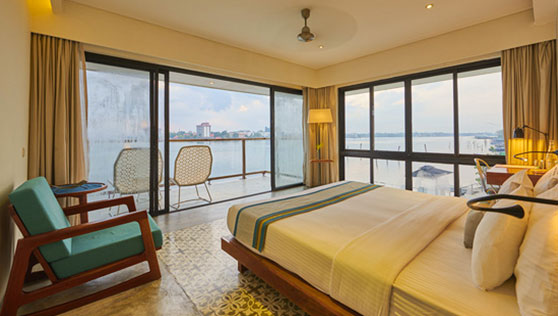 Rooms have waterfront balcony and large glass sliding doors